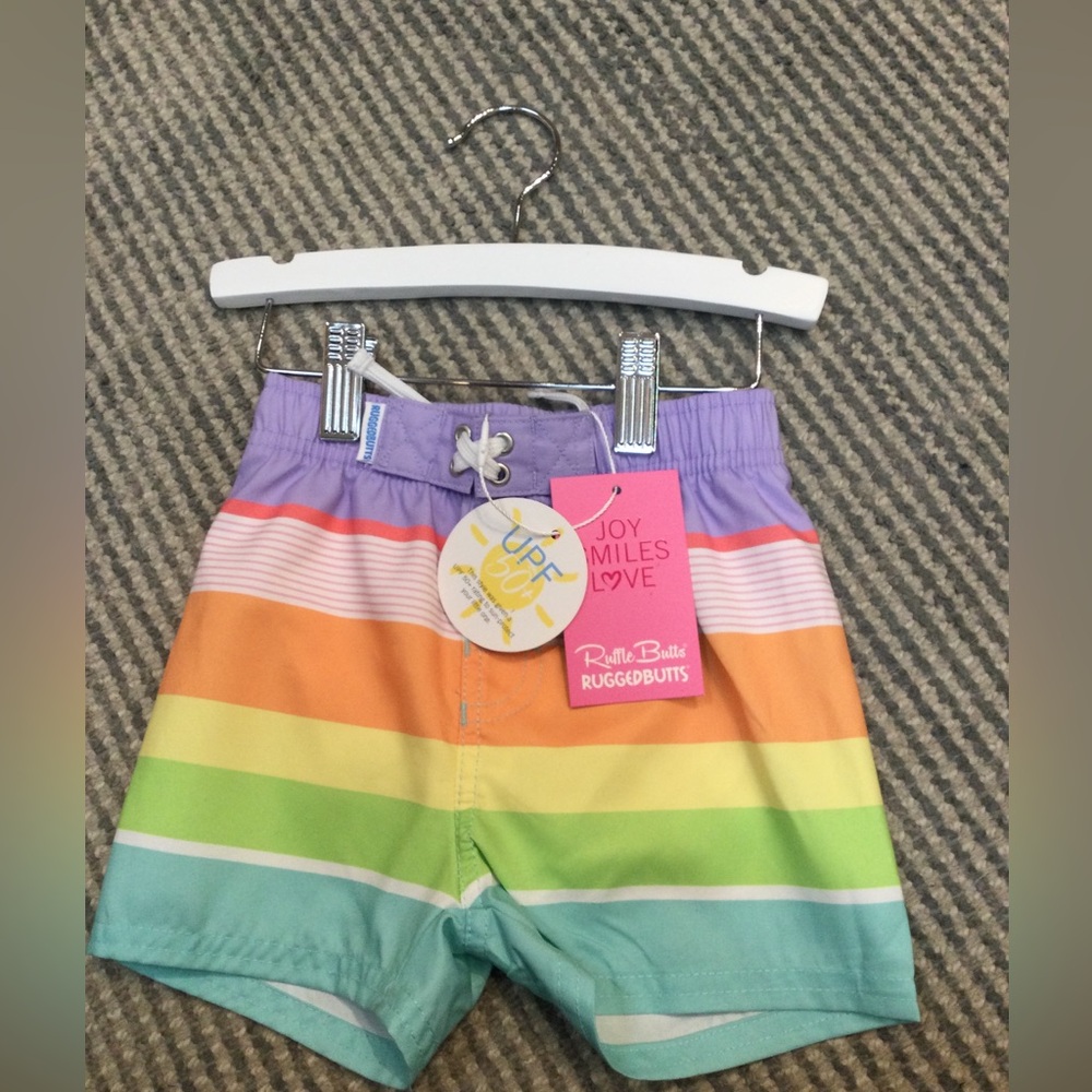 Ruffle Butts Rugged Butts Swim Trunks Stripe